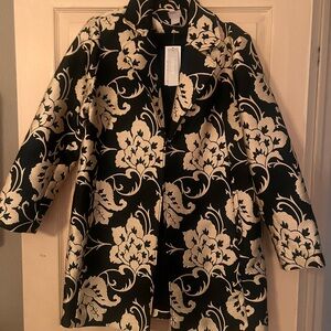 NWT Elegant Chico’s Black and Cream Floral Women's jacket